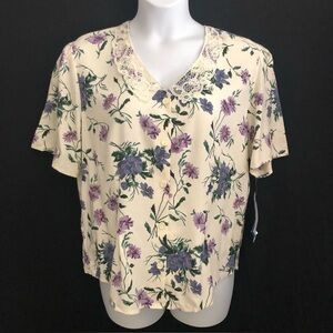 Cos Cob Vintage Floral Lace Collar Blouse Cottagecore Size 16-18 NWT